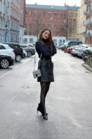 In 2018 my Navy Blue Knit meets Black Leather Skirt